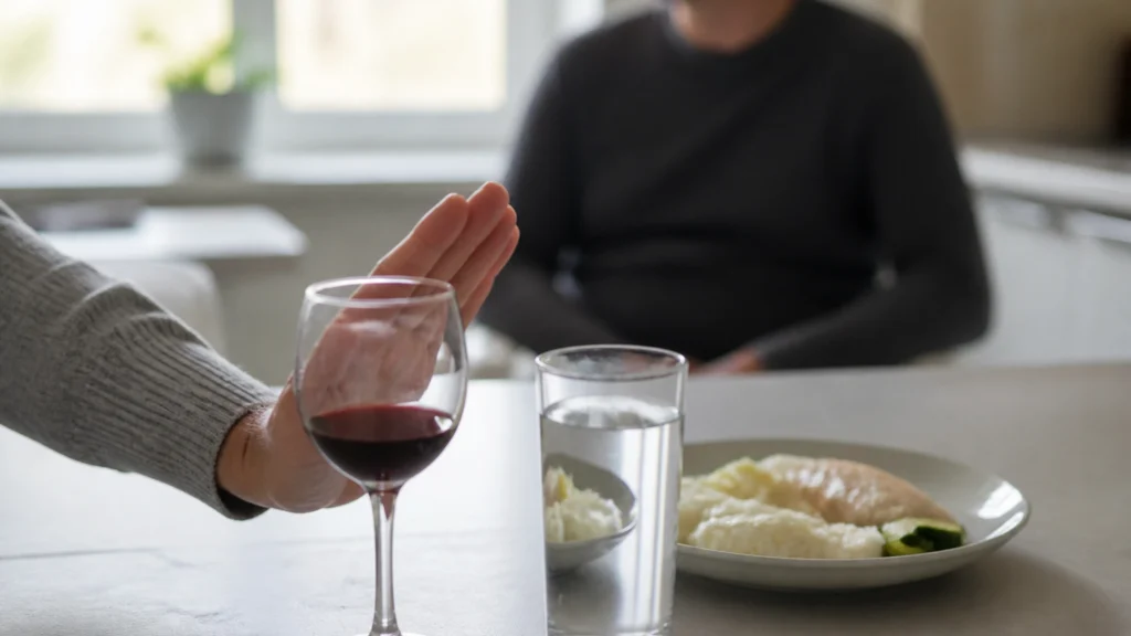 Illustration éditoriale pour l’article « Alcool avant coloscopie : risques et règles d'abstinence »