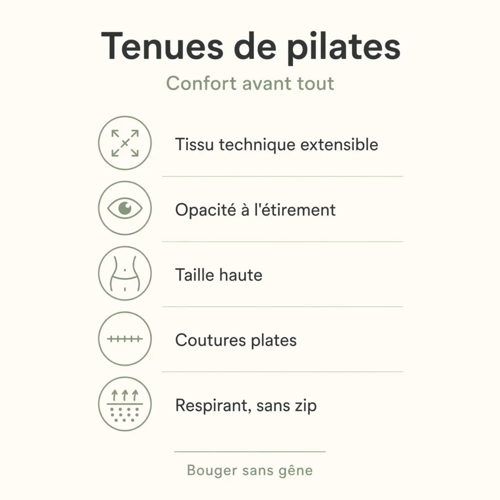 Infographie : critères pour choisir une tenue de pilates confortable