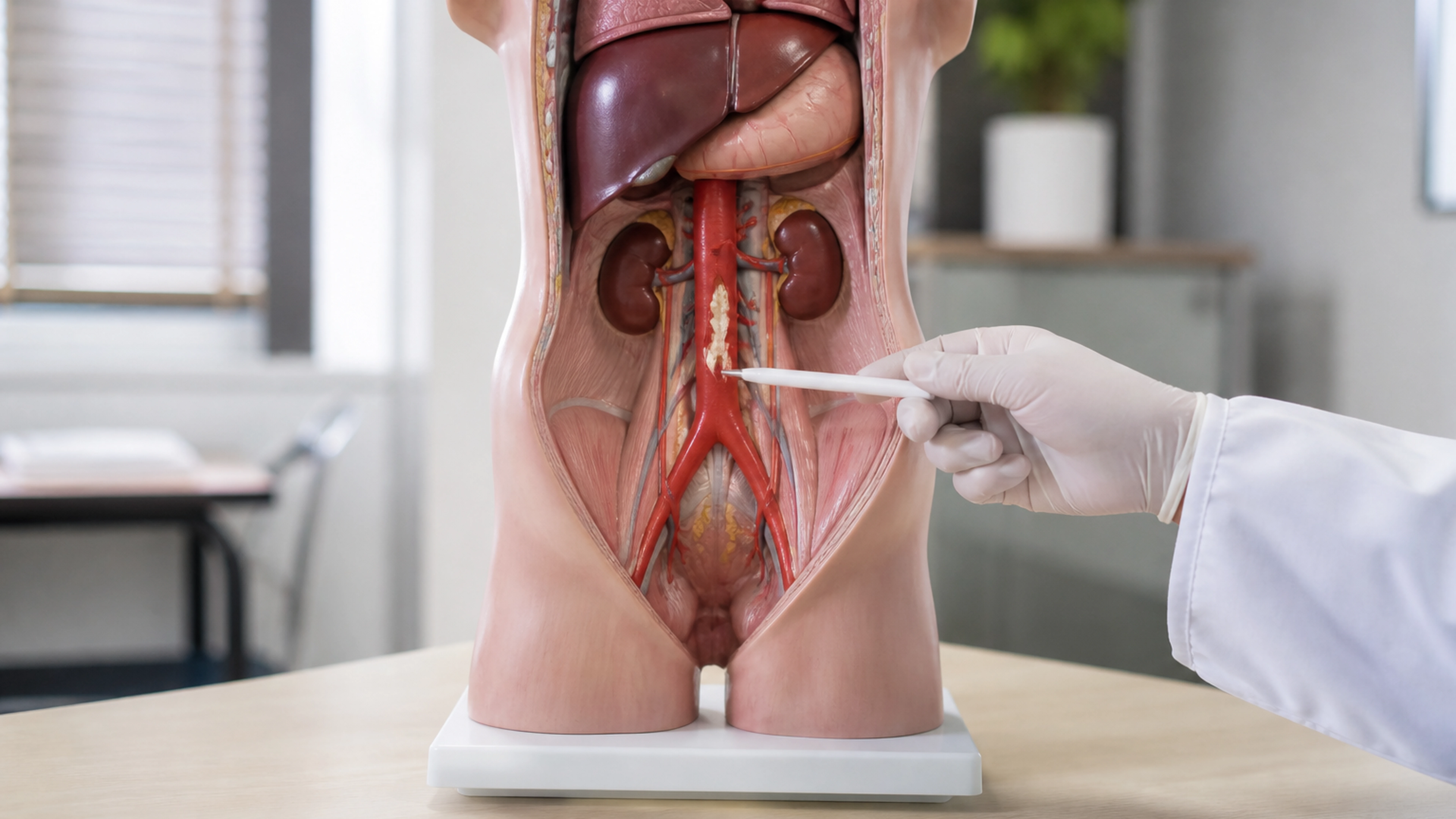Illustration éditoriale pour l’article « Calcification de l'aorte abdominale : risques et solutions »