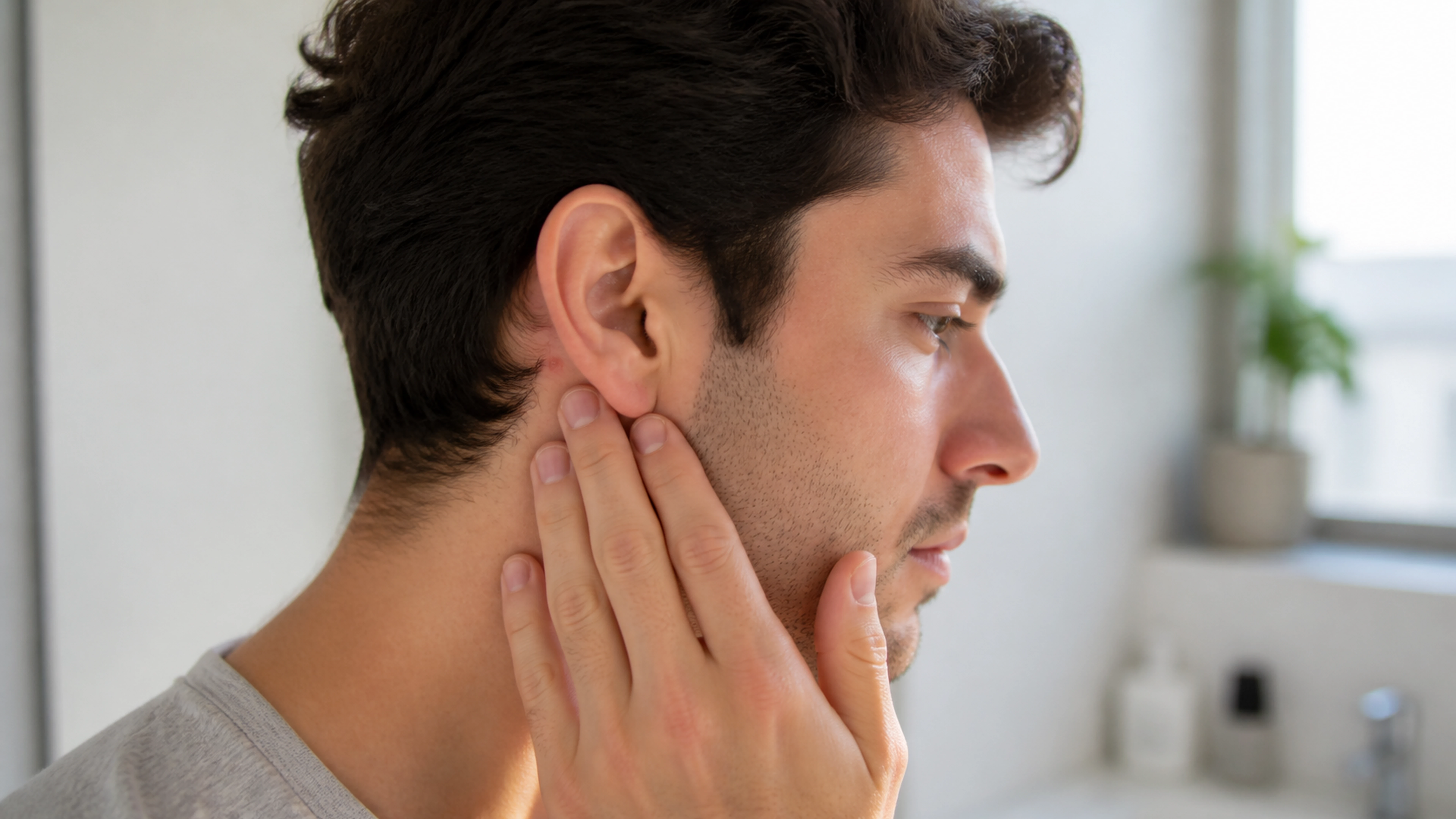 Illustration éditoriale pour l’article « Bouton oreille symptôme : identifier et soulager la douleur »